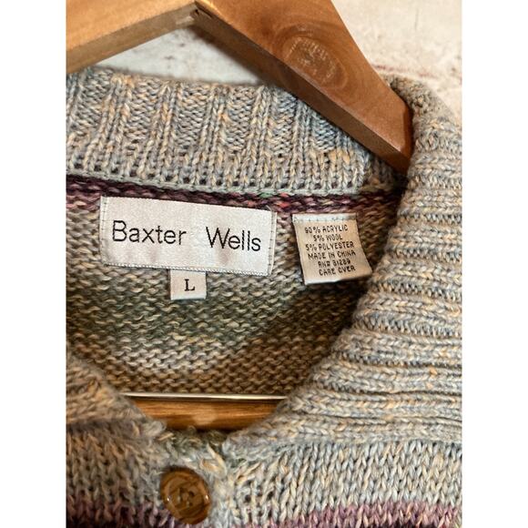 Vintage Baxter Wells Sweater Womens Large Cottage Leaf Printed Bobble Embroidery - Picture 3 of 13